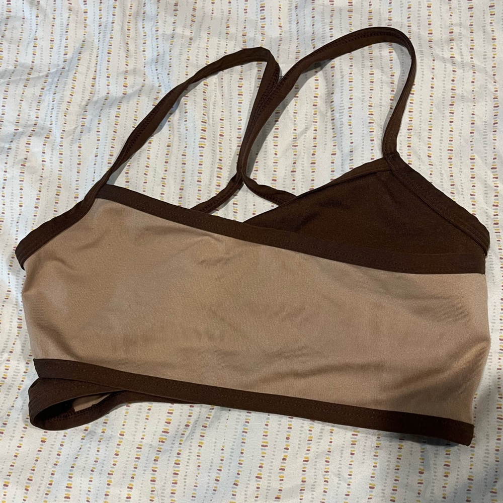 LA Image Brown and Tan Women's Sports Bra Small